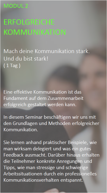 Seminar für junge Führungskräfte. Modul 02 Erfolgreiche Kommunikation