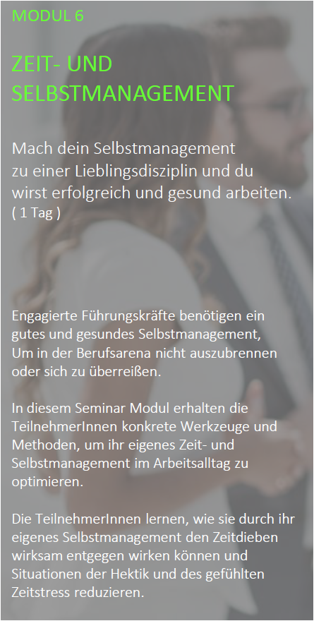 Seminar für junge Führungskräfte. Modul 06 Zeit- und Selbstmanagement